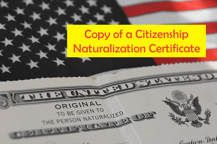 Copy of a Citizenship Naturalization Certificate